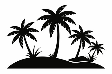 Tropical Palm Tree Silhouette Art, silhouette palm tree vector  illustration for t-shirt design 