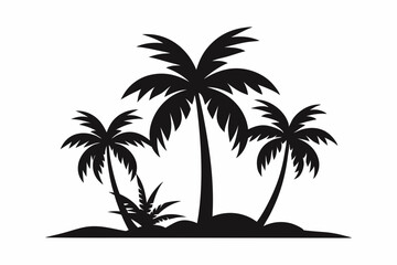 Tropical Palm Tree Silhouette Art, silhouette palm tree vector  illustration for t-shirt design 