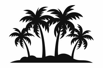 Tropical Palm Tree Silhouette Art, silhouette palm tree vector  illustration for t-shirt design 