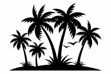 Fototapeta premium Tropical Palm Tree Silhouette Art, silhouette palm tree vector illustration for t-shirt design 