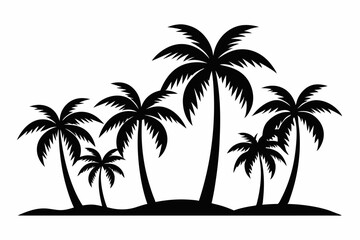 Tropical Palm Tree Silhouette Art, silhouette palm tree vector  illustration for t-shirt design 