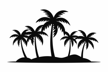 Tropical Palm Tree Silhouette Art, silhouette palm tree vector  illustration for t-shirt design 