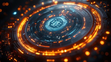 Futuristic Data Visualization Interface Cyberpunk Neon Financial Analysis Business Statistics Graph Chart Report Management Technology Concept