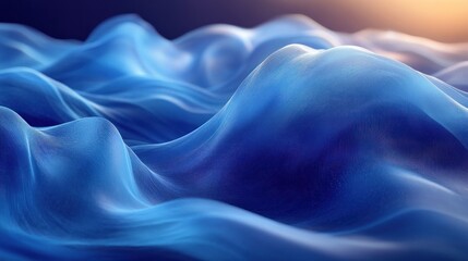 Fototapeta premium Abstract Waves Fluid Textile Ruffle Soft Blue Fabric Macro Modern Design