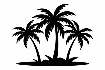 Tropical Palm Tree Silhouette Art, silhouette palm tree vector  illustration for t-shirt design 