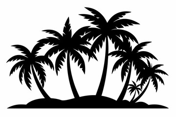 Tropical Palm Tree Silhouette Art, silhouette palm tree vector  illustration for t-shirt design 