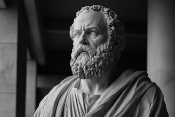 Socrates classical sculpture statue in Athens in front of the National Academy of Arts