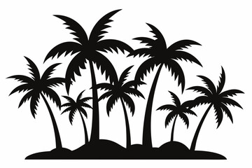 Obraz premium Tropical Palm Tree Silhouette Art, silhouette palm tree vector illustration for t-shirt design 