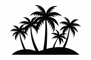 Tropical Palm Tree Silhouette Art, silhouette palm tree vector  illustration for t-shirt design 