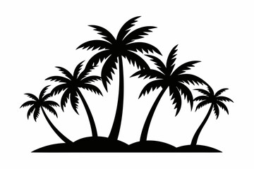Tropical Palm Tree Silhouette Art, silhouette palm tree vector  illustration for t-shirt design 