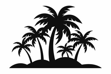 Tropical Palm Tree Silhouette Art, silhouette palm tree vector  illustration for t-shirt design 