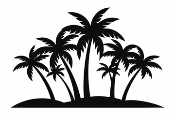Tropical Palm Tree Silhouette Art, silhouette palm tree vector  illustration for t-shirt design 