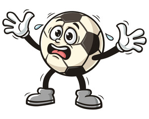 Cartoon mascot character of Panic Football or Soccer ball 