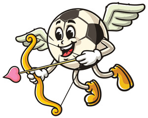Cartoon mascot character of Football or Soccer ball with cupid style