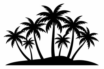 Tropical Palm Tree Silhouette Art, silhouette palm tree vector  illustration for t-shirt design 