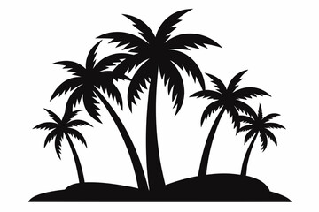Tropical Palm Tree Silhouette Art, silhouette palm tree vector  illustration for t-shirt design 
