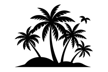 Tropical Palm Tree Silhouette Art, silhouette palm tree vector  illustration for t-shirt design 