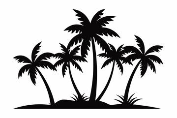 Tropical Palm Tree Silhouette Art, silhouette palm tree vector  illustration for t-shirt design 