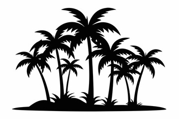 Tropical Palm Tree Silhouette Art, silhouette palm tree vector  illustration for t-shirt design 