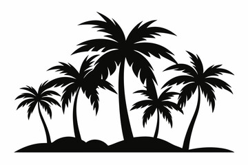 Tropical Palm Tree Silhouette Art, silhouette palm tree vector  illustration for t-shirt design 