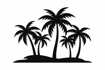 Tropical Palm Tree Silhouette Art, silhouette palm tree vector  illustration for t-shirt design 
