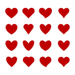 Set of hearts in red color, Red heart icons set vector