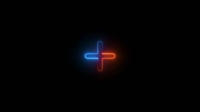 Blue and brown color glow neon plus icon animation