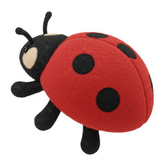 Fototapeta premium Stuffed Kid Toy Red Black Lady Bug Plushie, Insect Bug Toy, Isolated Transparent png