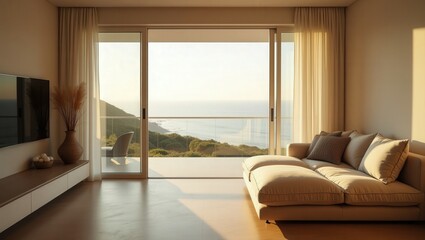 Coastal design of modern Balcony, dramatic cinematic photography