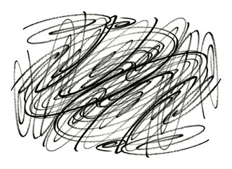 Close up of a black pencil and felt-tip pen stroke for design on white paper background 