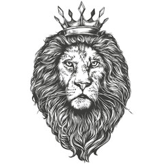 animal lion, king of beasts, hand drawn vector illustration sketch