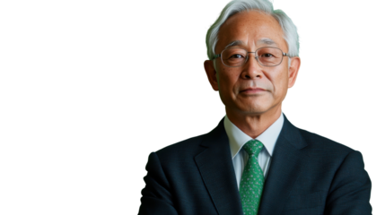 Senior asian businessman posing with transparent background
