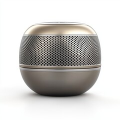 Bluetooth speaker with a metallic finish, isolated on white background