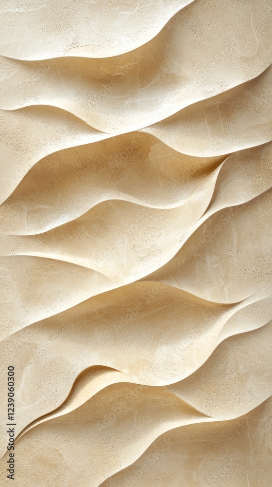 Poster Soft undulations in a neutral palette blend seamlessly, casting gentle shadows that suggest movement and depth. This textured surface invites the viewer to explore its elegant curves and lines