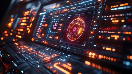 Fototapeta premium Futuristic interface neon panel control high resolution hd image