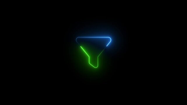 Blue and green color glow neon filter icon animation