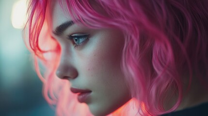 Fototapeta premium Pink-Haired Female Portrait