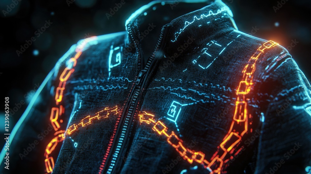 Poster digital blockchain network design with glowing connections, representing cryptocurrency technology i
