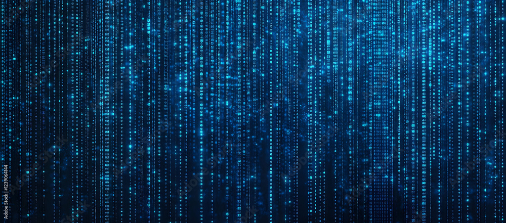 Poster blue background vector illustration with binary code and digital network connection technology
