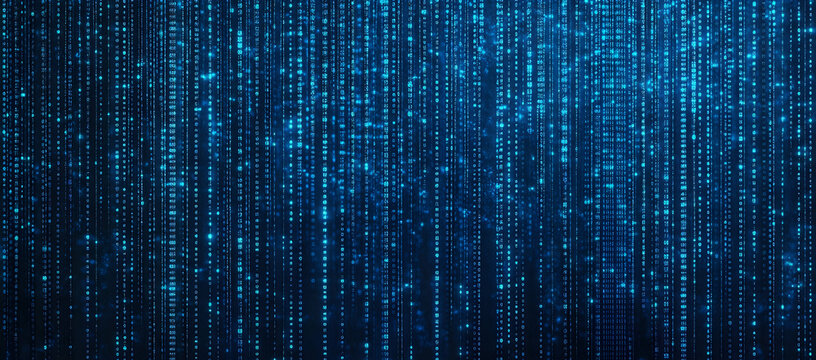 Blue background vector illustration with binary code and digital network connection technology