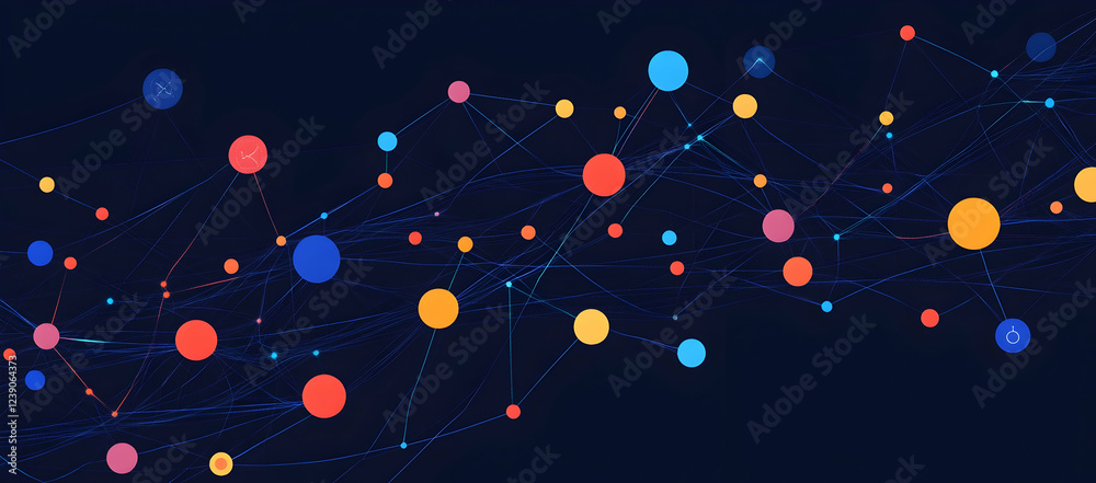 Poster blue background vector illustration with binary code and digital network connection technology