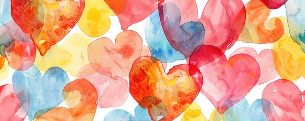 cute heart lovely valentine lover card invitation watercolor pattern feminine colourful joyful happiness paint brush shape abstract art minimal sketch vibrant pastel design decoration. MZ