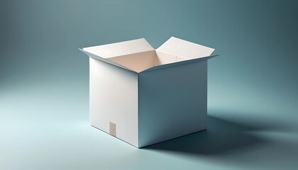 An Open White Cardboard Box On A Blue Background