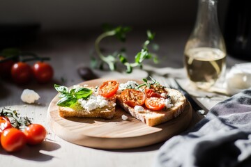 Delicious toast topped with creamy feta and roasted cherry tomatoes