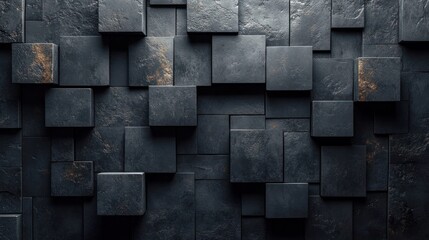 3D Black Cube Wall Texture Background