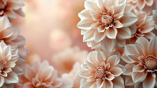 Close-up of pink chrysanthemum and dahlia flowers in full bloom, showcasing vibrant petals and natural beauty