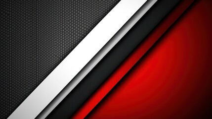 Abstract red, black, white diagonal stripes on carbon fiber texture background.