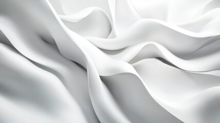 Obraz premium Abstract white fabric waves, smooth elegant flowing textile background.