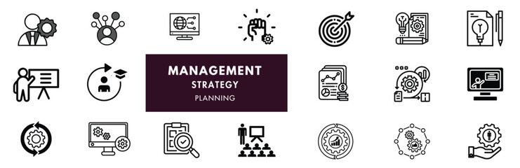 Account management icon collection set. Containing client engagement, retention, sales support, verified, business presentation, contract negotiation, upselling icon. Simple flat vector illustration.