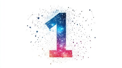 Number one formed by connected nodes and lines, digital illustration.